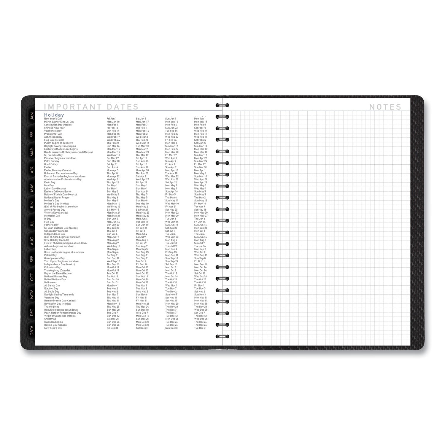 AT-A-GLANCE Contemporary Weekly/Monthly Planner, Vertical-Column Format, 11 x 8.25, Graphite Cover, 12-Month (Jan to Dec): 2025 (70950X45)