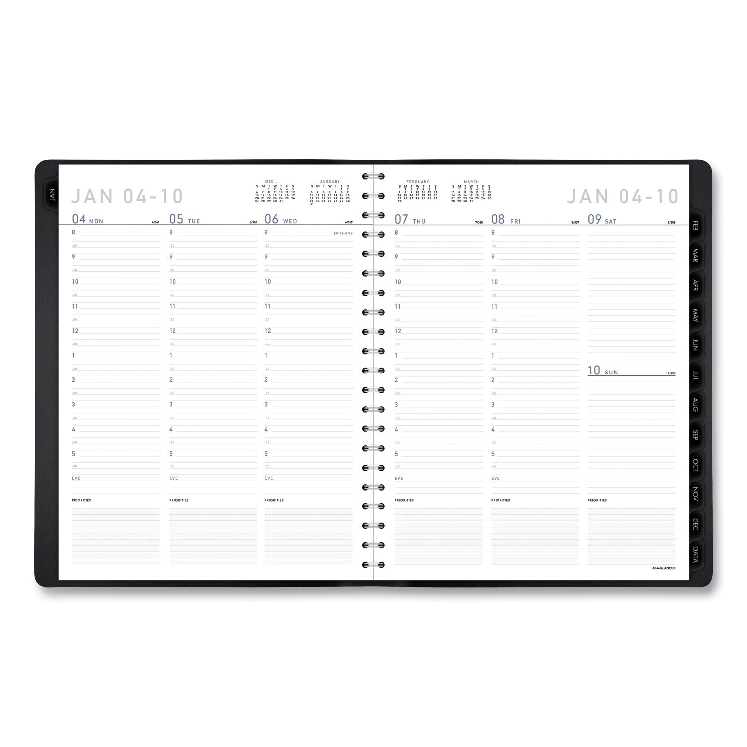 AT-A-GLANCE Contemporary Weekly/Monthly Planner, Vertical-Column Format, 11 x 8.25, Black Cover, 12-Month (Jan to Dec): 2025 (70950X05)