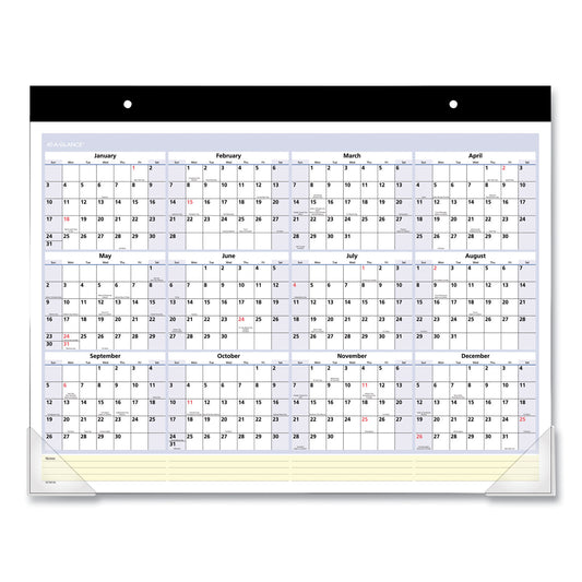 AT-A-GLANCE QuickNotes Desk Pad, 22 x 17, White/Blue/Yellow Sheets, Black Binding, Clear Corners, 13-Month: Jan 2025 to Jan 2026 (SK70000)