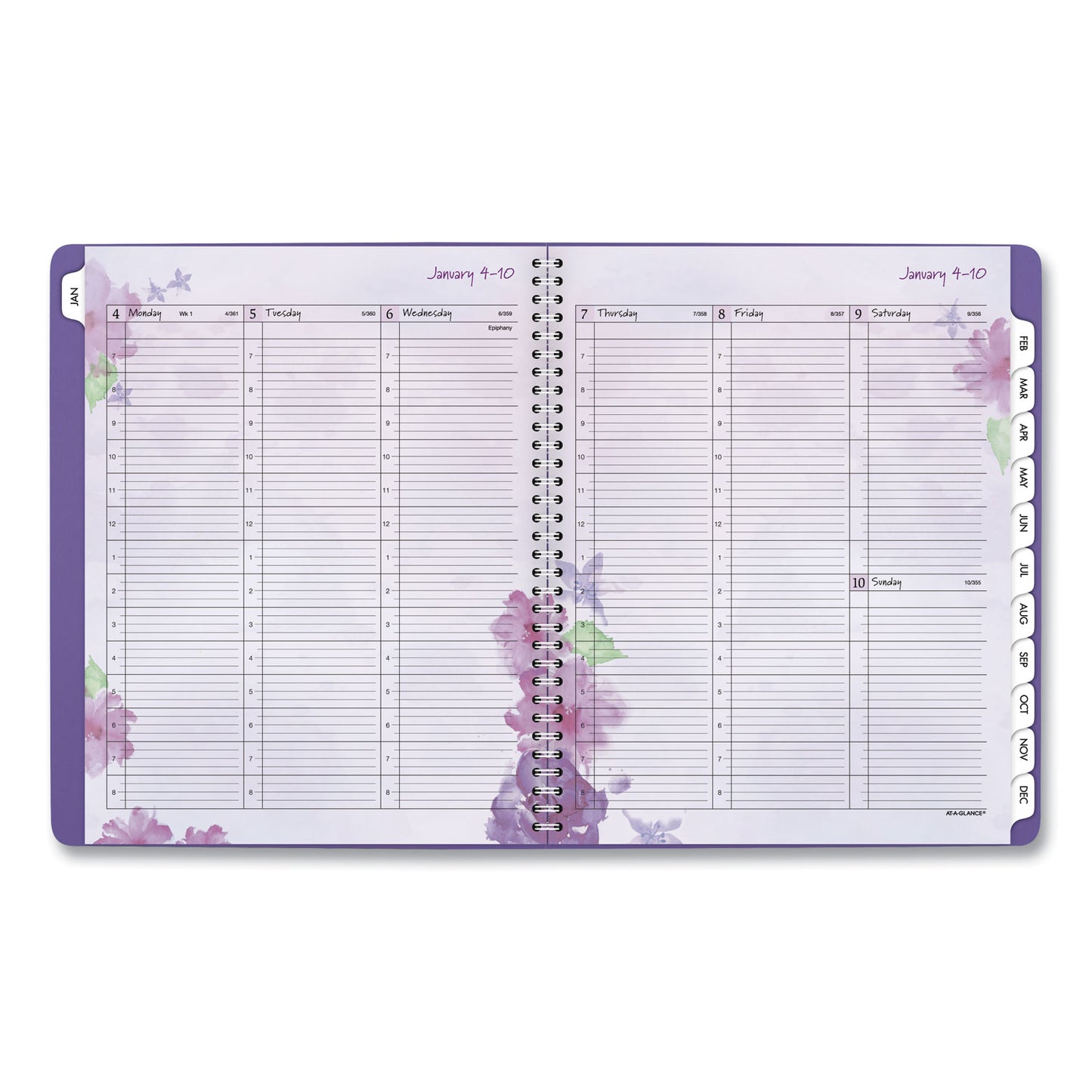 AT-A-GLANCE Beautiful Day Weekly/Monthly Planner, Vertical-Column Format, 11 x 8.5, Purple Cover, 13-Month: Jan 2025 to Jan 2026 (938P905)