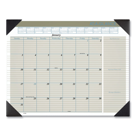 AT-A-GLANCE Executive Monthly Desk Pad Calendar, 22 x 17, White Sheets, Black Corners, 12-Month (Jan to Dec): 2025 (HT1500)