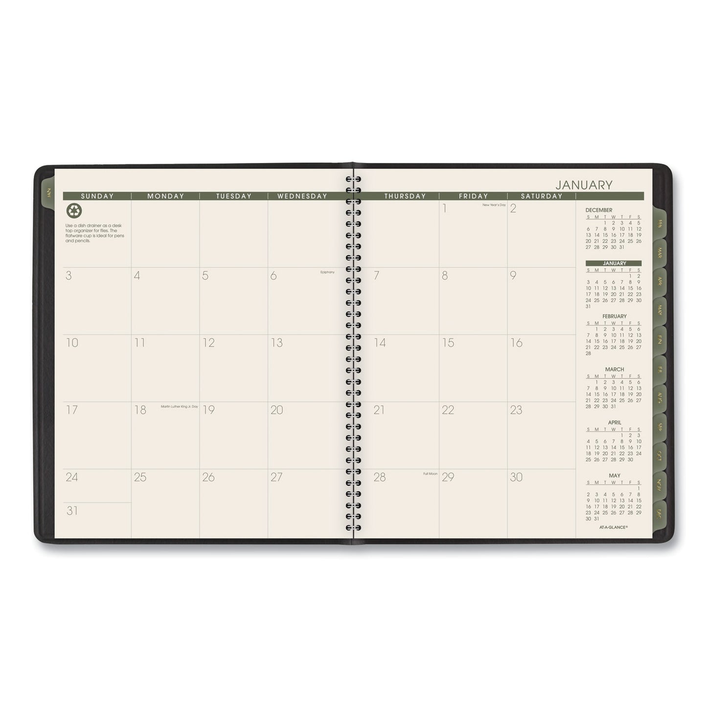 AT-A-GLANCE Recycled Monthly Planner, 11 x 9, Black Cover, 13-Month: Jan 2025 to Jan 2026 (70260G05)