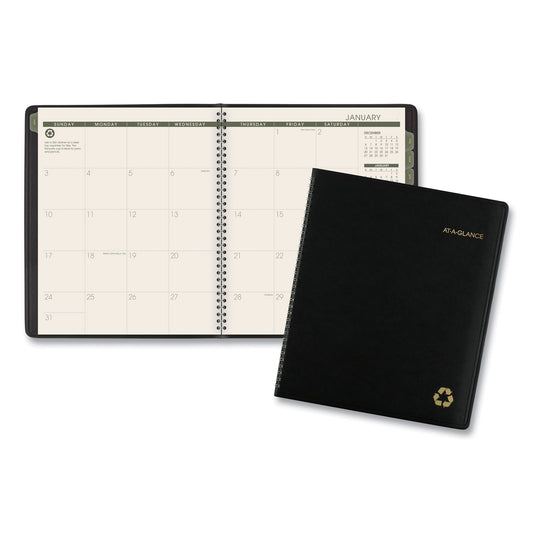 AT-A-GLANCE Recycled Monthly Planner, 11 x 9, Black Cover, 13-Month: Jan 2025 to Jan 2026 (70260G05)