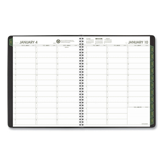 AT-A-GLANCE Recycled Weekly Vertical-Column Format Appointment Book, 11 x 8.25, Black Cover, 12-Month (Jan to Dec): 2025 (70950G05)