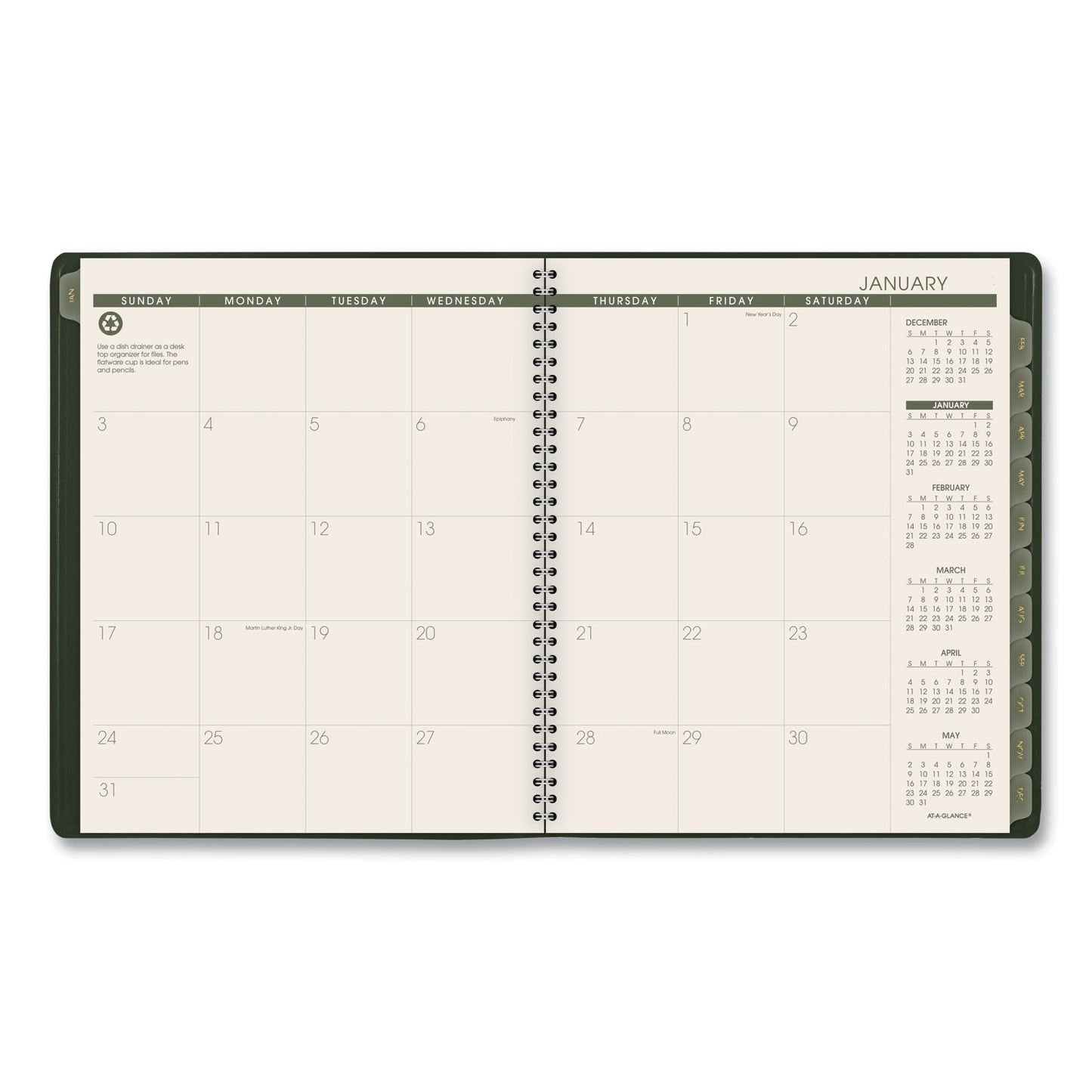 AT-A-GLANCE Recycled Monthly Planner, 11 x 9, Green Cover, 13-Month: Jan 2025 to Jan 2026 (70260G60)