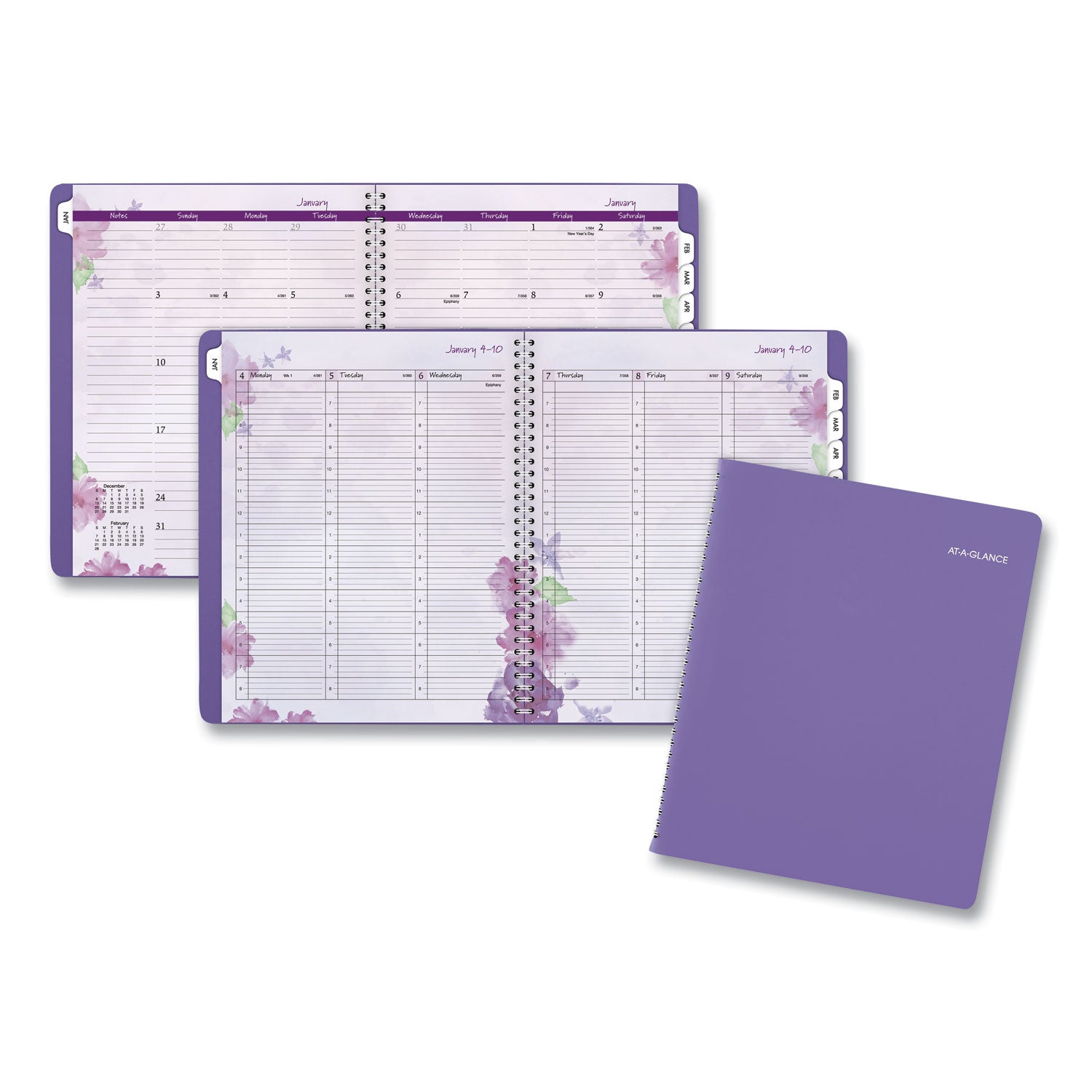 AT-A-GLANCE Beautiful Day Weekly/Monthly Planner, Vertical-Column Format, 11 x 8.5, Purple Cover, 13-Month: Jan 2025 to Jan 2026 (938P905)