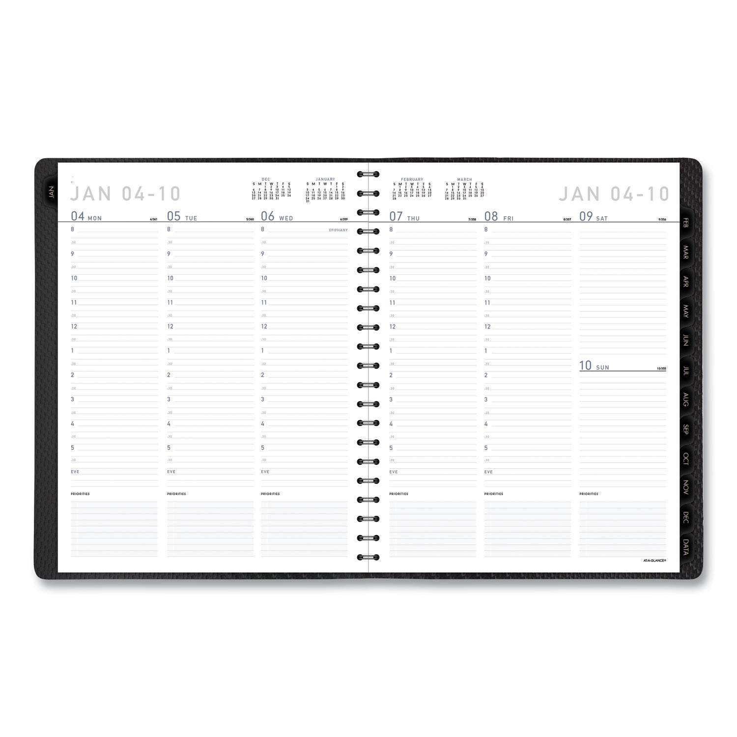 AT-A-GLANCE Contemporary Weekly/Monthly Planner, Vertical-Column Format, 11 x 8.25, Graphite Cover, 12-Month (Jan to Dec): 2025 (70950X45)