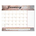 AT-A-GLANCE Marbled Desk Pad, Marbled Stone Artwork, 22 x 17, White/Multicolor Sheets, Clear Corners, 12-Month (Jan to Dec): 2025 (89702)