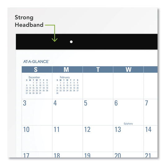 AT-A-GLANCE Easy-to-Read Monthly Desk Pad, 22 x 17, White/Blue Sheets, Black Binding, Clear Corners, 12-Month (Jan to Dec): 2025 (SKLP2432)