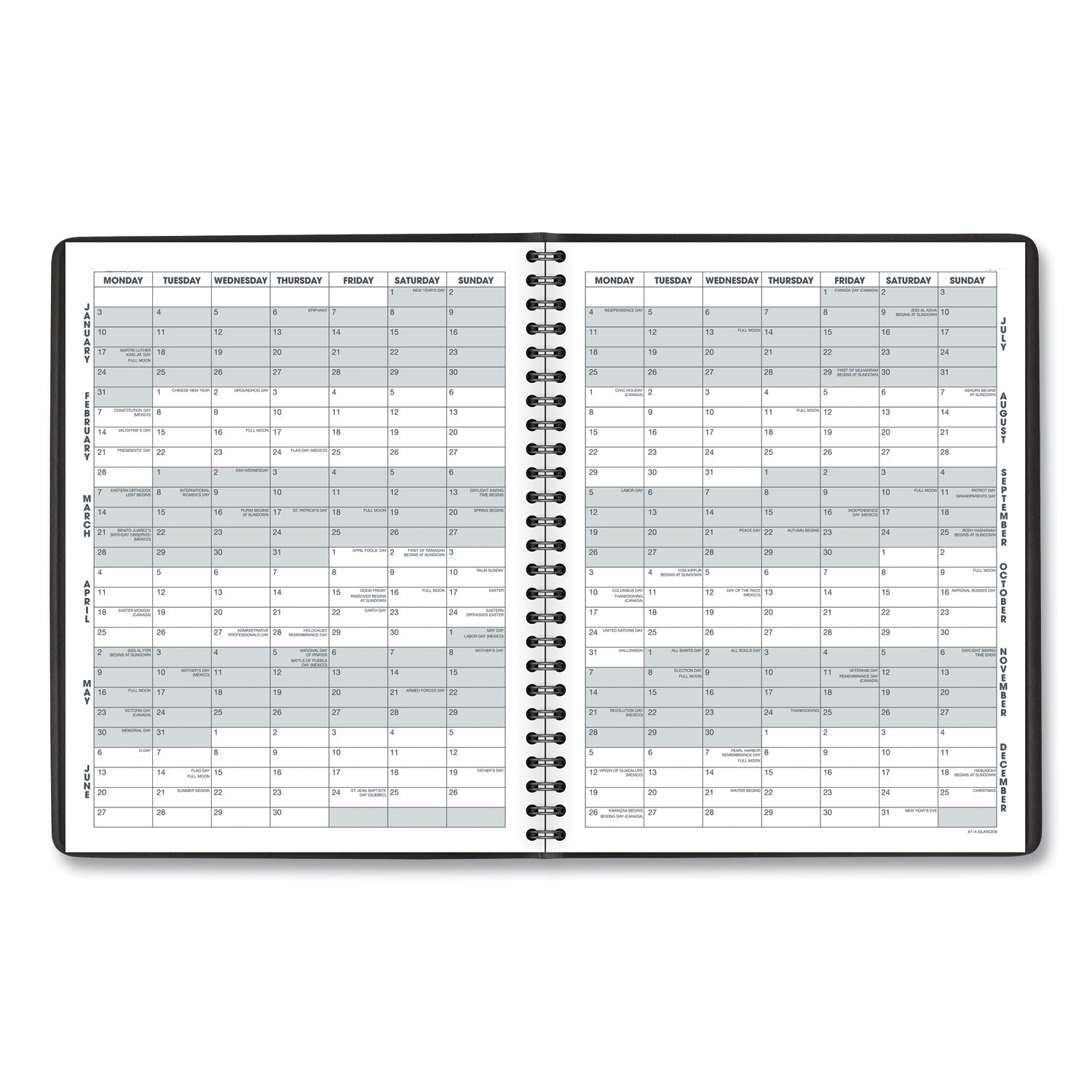 AT-A-GLANCE Monthly Planner, 8.75 x 7, Black Cover, 12-Month (Jan to Dec): 2025 (7012005)