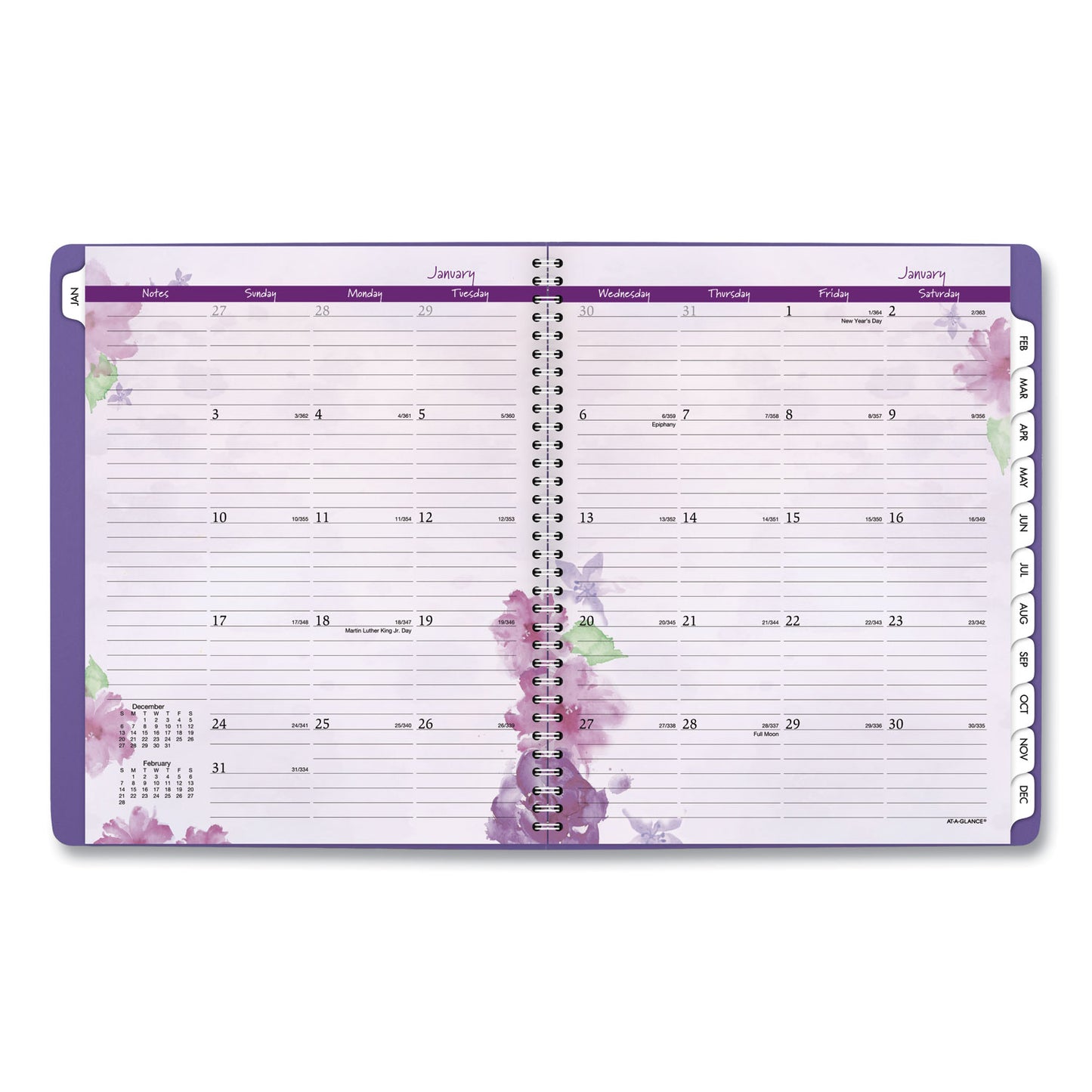 AT-A-GLANCE Beautiful Day Weekly/Monthly Planner, Vertical-Column Format, 11 x 8.5, Purple Cover, 13-Month: Jan 2025 to Jan 2026 (938P905)