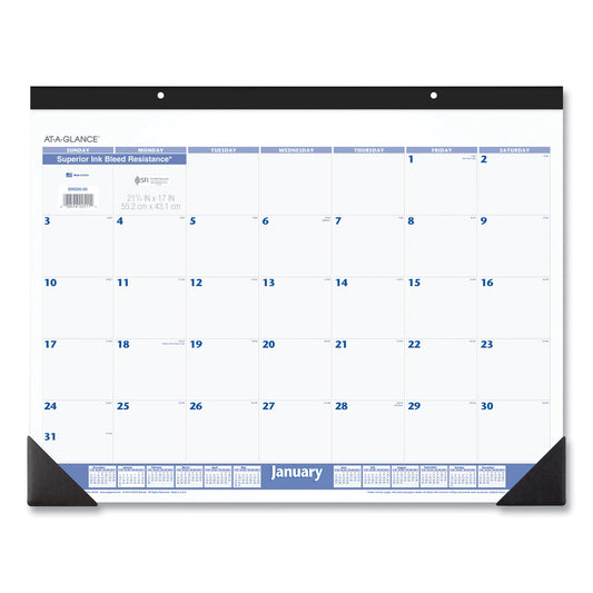 AT-A-GLANCE Desk Pad, 22 x 17, White Sheets, Black Binding, Black Corners, 12-Month (Jan to Dec): 2025 (SW20000)