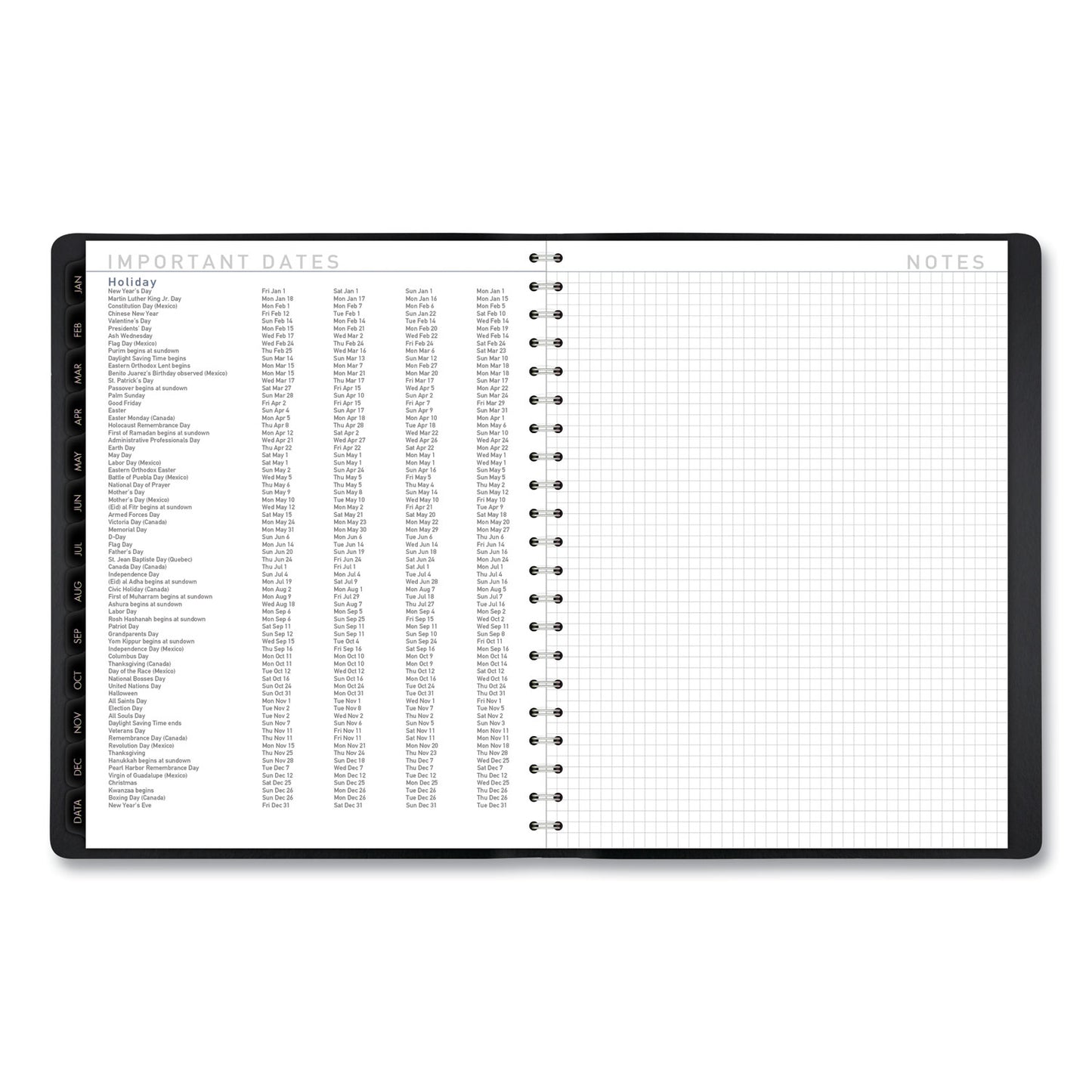 AT-A-GLANCE Contemporary Weekly/Monthly Planner, Vertical-Column Format, 11 x 8.25, Black Cover, 12-Month (Jan to Dec): 2025 (70950X05)