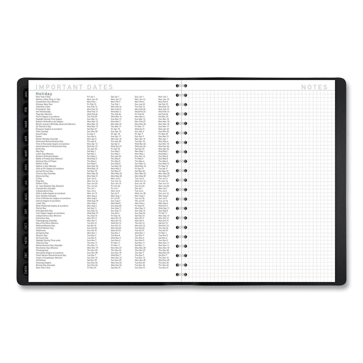 AT-A-GLANCE Contemporary Weekly/Monthly Planner, Vertical-Column Format, 11 x 8.25, Black Cover, 12-Month (Jan to Dec): 2025 (70950X05)