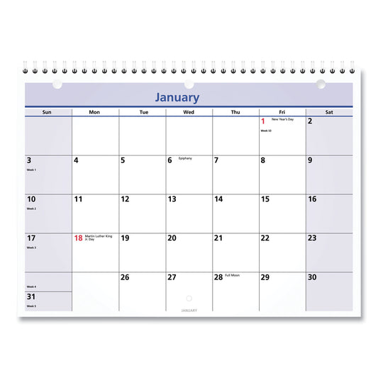 AT-A-GLANCE QuickNotes Desk/Wall Calendar, 3-Hole Punched, 11 x 8, White/Blue/Yellow Sheets, 12-Month (Jan to Dec): 2025 (PM5028)