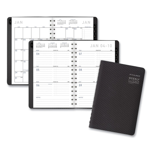 AT-A-GLANCE Contemporary Weekly/Monthly Planner, Open-Block Format, 8.5 x 5.5, Graphite Cover, 12-Month (Jan to Dec): 2025 (70100X45)