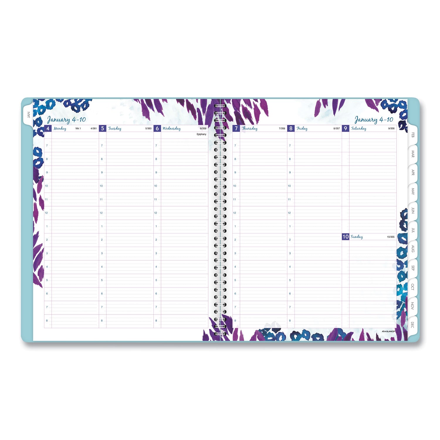 AT-A-GLANCE Wild Washes Weekly/Monthly Planner, Flora and Fauna Artwork, 11 x 8.5, Blue Cover, 13-Month: Jan 2025 to Jan 2026 (523905)