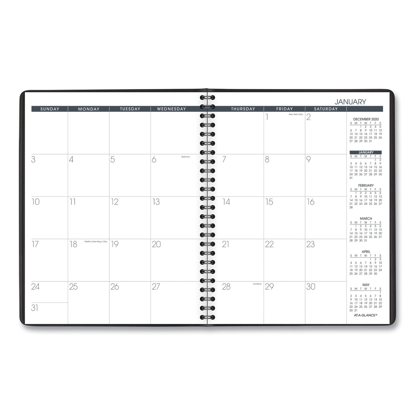 AT-A-GLANCE Monthly Planner, 8.75 x 7, Black Cover, 12-Month (Jan to Dec): 2025 (7012005)