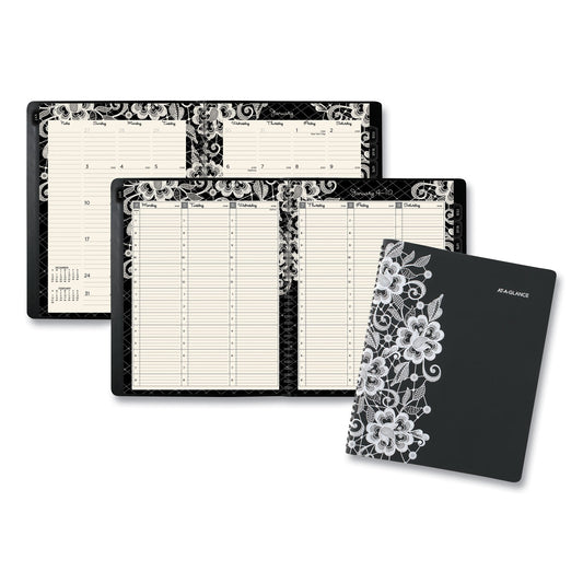 AT-A-GLANCE Lacey Weekly Block Format Professional Appointment Book, Lacey Artwork, 11 x 8.5, Black/White, 13-Month: Jan 2025 to Jan 2026 (541905)