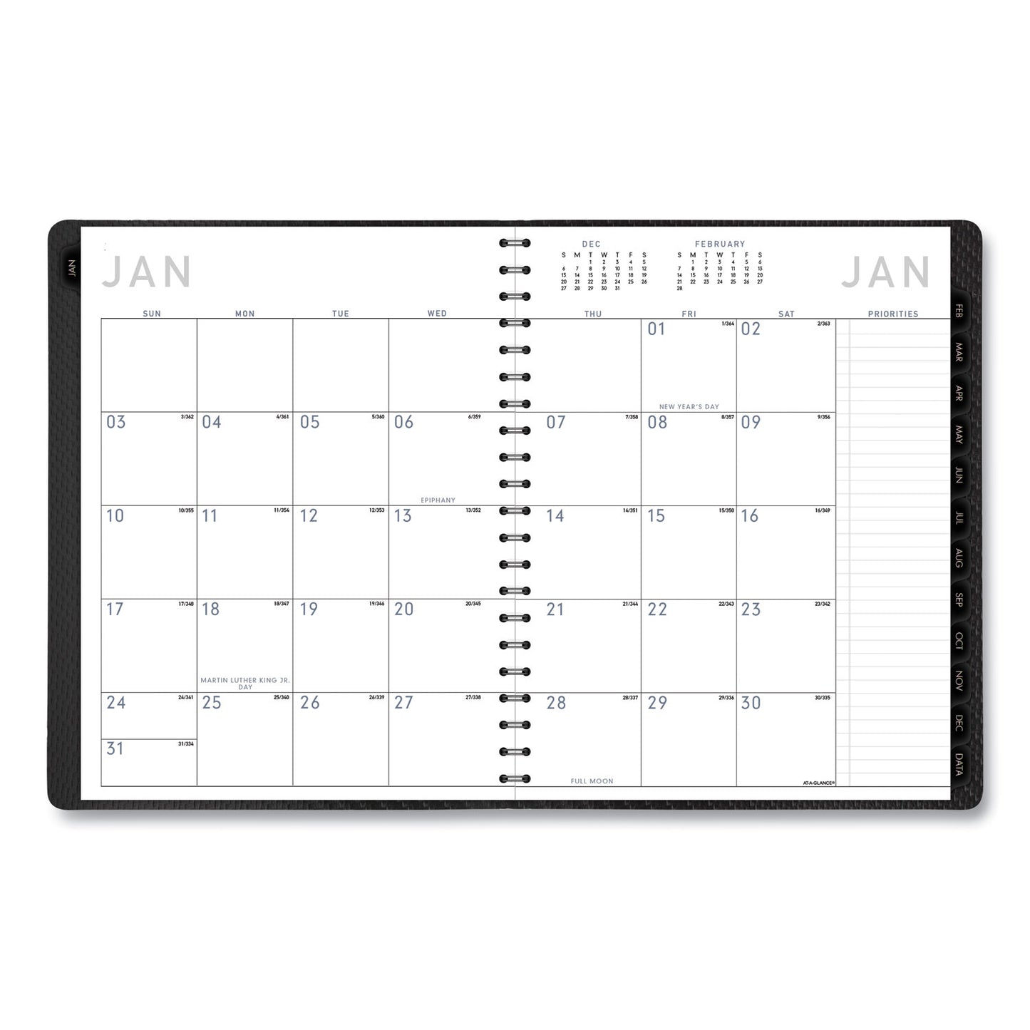 AT-A-GLANCE Contemporary Weekly/Monthly Planner, Vertical-Column Format, 11 x 8.25, Graphite Cover, 12-Month (Jan to Dec): 2025 (70950X45)