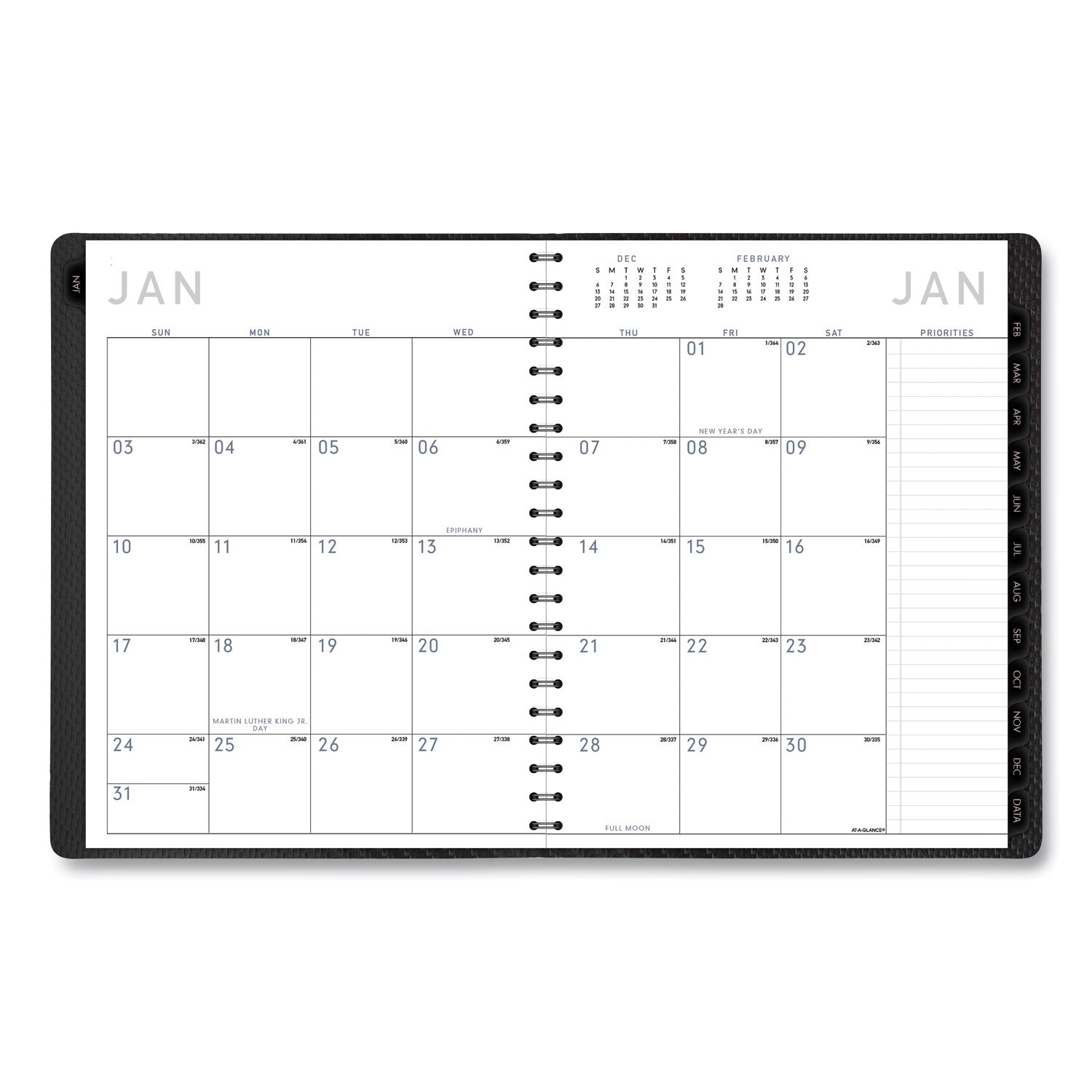 AT-A-GLANCE Contemporary Weekly/Monthly Planner, Vertical-Column Format, 11 x 8.25, Graphite Cover, 12-Month (Jan to Dec): 2025 (70950X45)