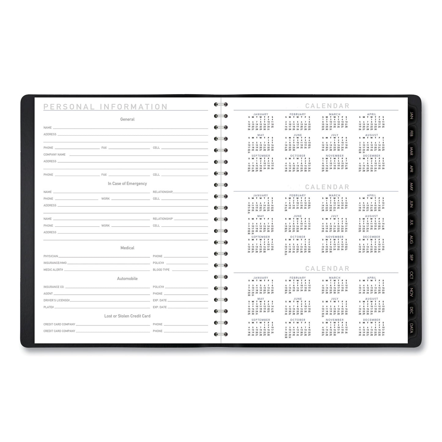 AT-A-GLANCE Contemporary Weekly/Monthly Planner, Vertical-Column Format, 11 x 8.25, Black Cover, 12-Month (Jan to Dec): 2025 (70950X05)