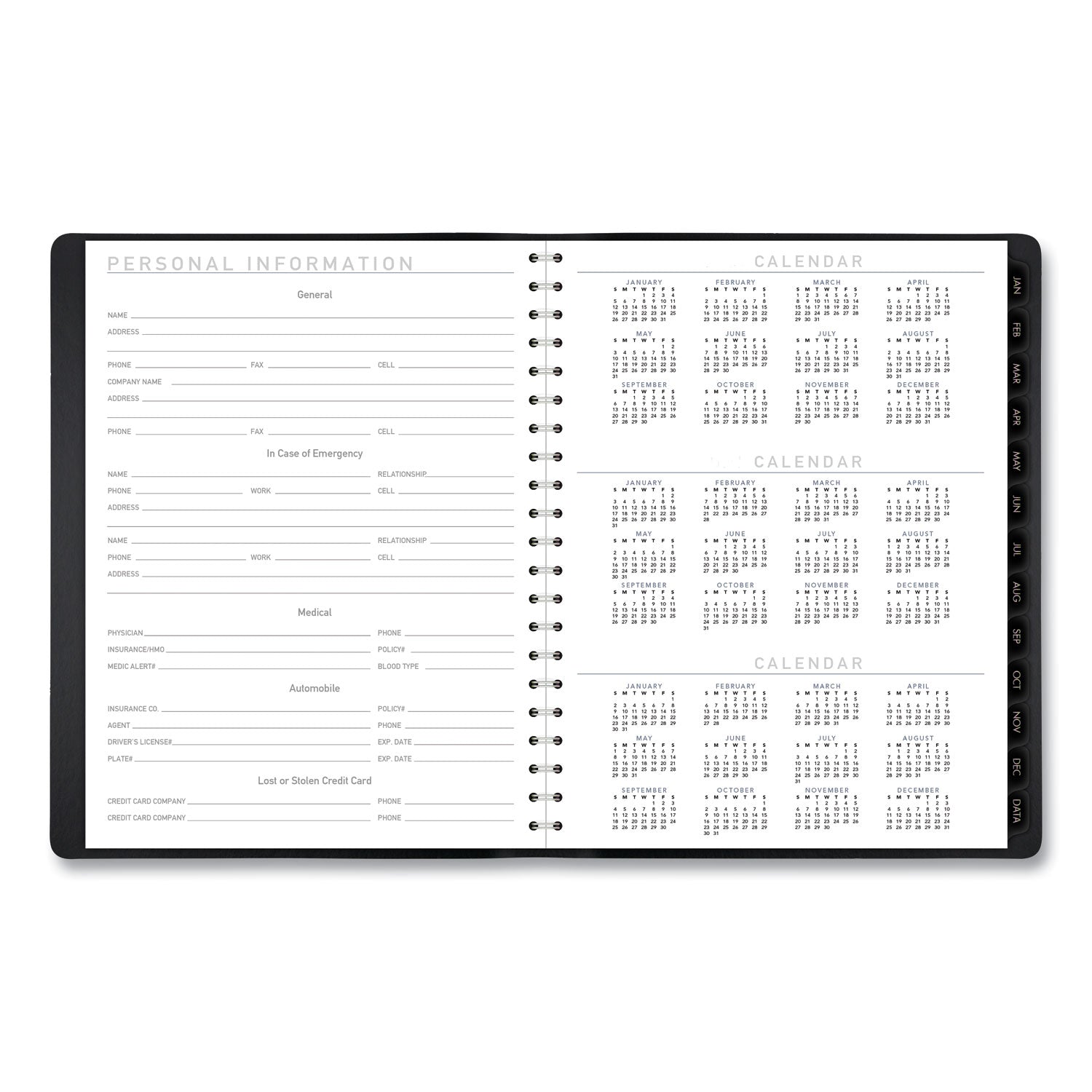 AT-A-GLANCE Contemporary Weekly/Monthly Planner, Vertical-Column Format, 11 x 8.25, Black Cover, 12-Month (Jan to Dec): 2025 (70950X05)