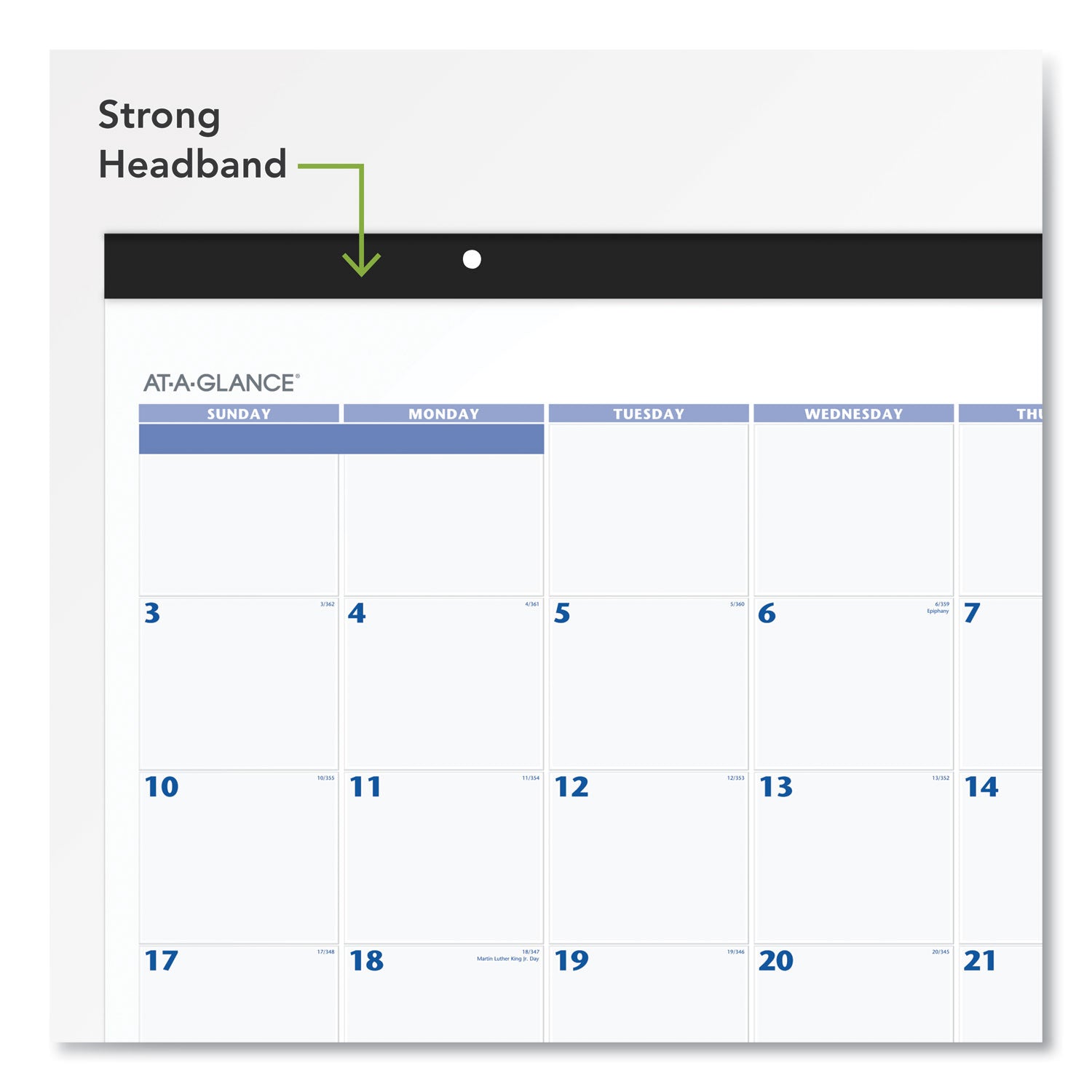 AT-A-GLANCE Desk Pad, 22 x 17, White Sheets, Black Binding, Black Corners, 12-Month (Jan to Dec): 2025 (SW20000)