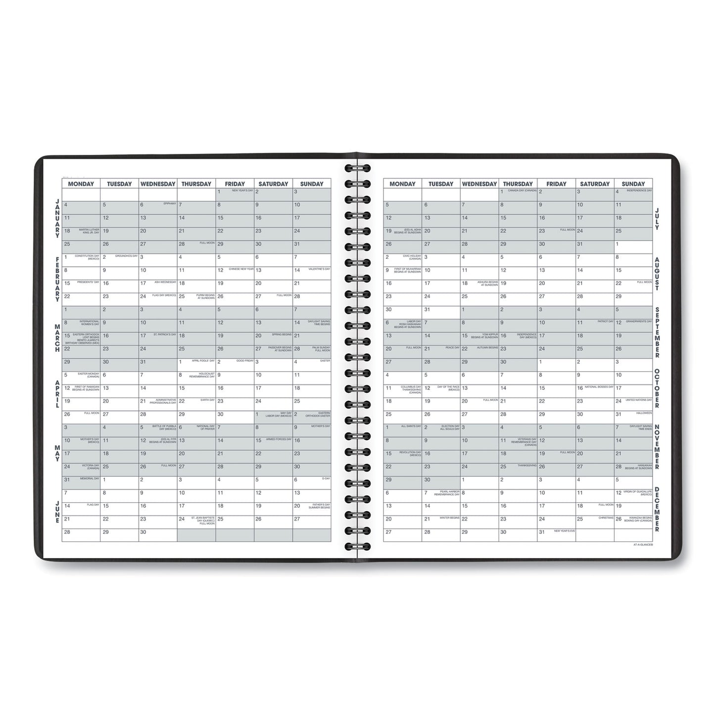 AT-A-GLANCE Monthly Planner, 8.75 x 7, Black Cover, 12-Month (Jan to Dec): 2025 (7012005)