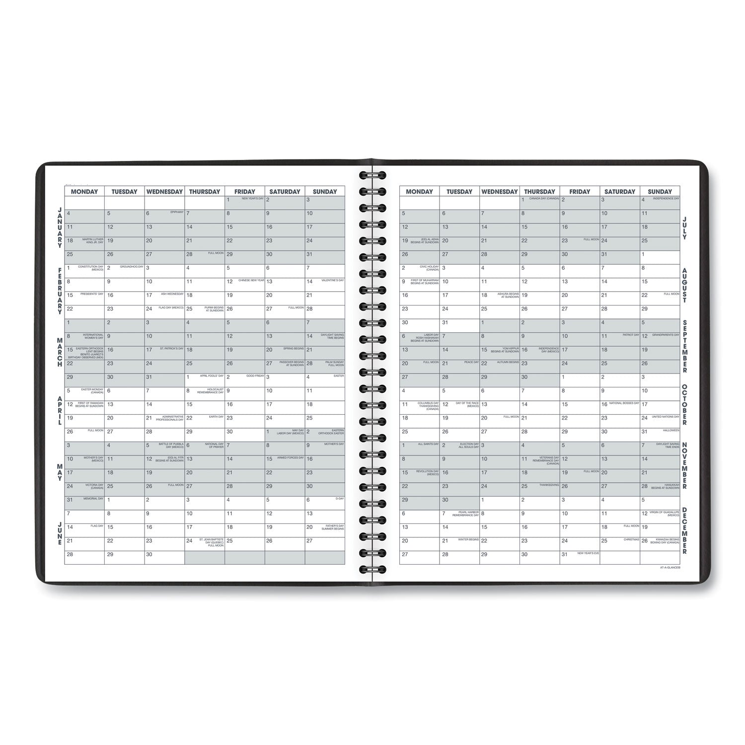 AT-A-GLANCE Monthly Planner, 8.75 x 7, Black Cover, 12-Month (Jan to Dec): 2025 (7012005)