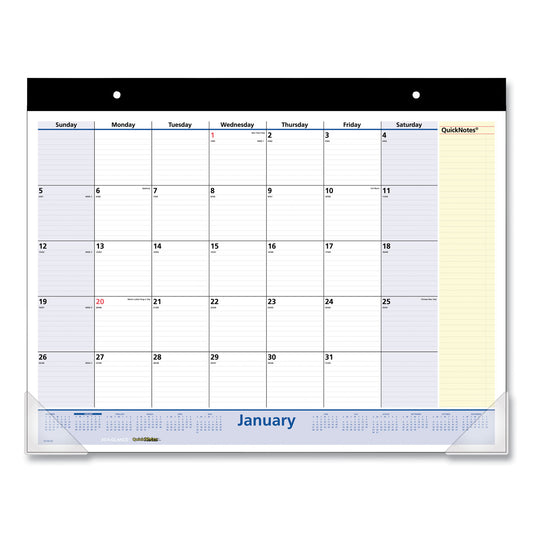 AT-A-GLANCE QuickNotes Desk Pad, 22 x 17, White/Blue/Yellow Sheets, Black Binding, Clear Corners, 13-Month: Jan 2025 to Jan 2026 (SK70000)