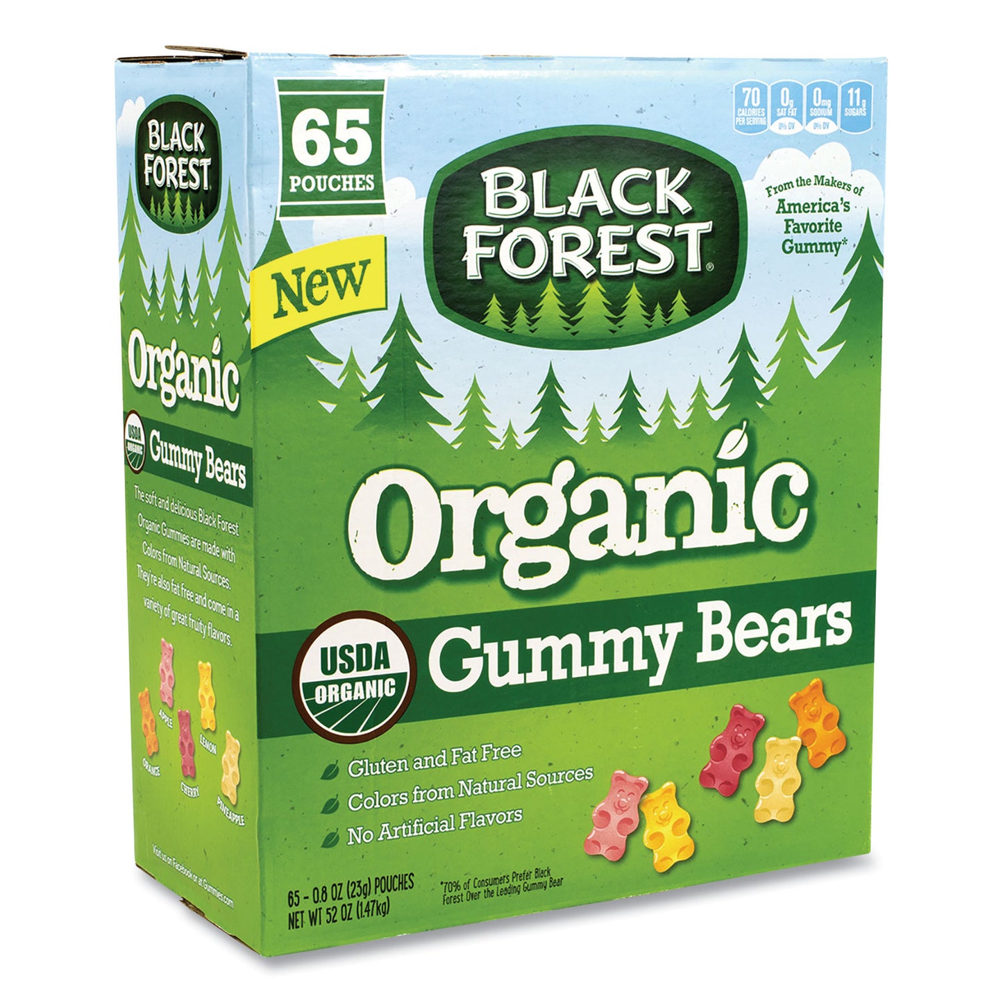 Black Forest Organic Gummy Bears, 0.8 oz Pouch, 65 Pouches/Carton (22000556)