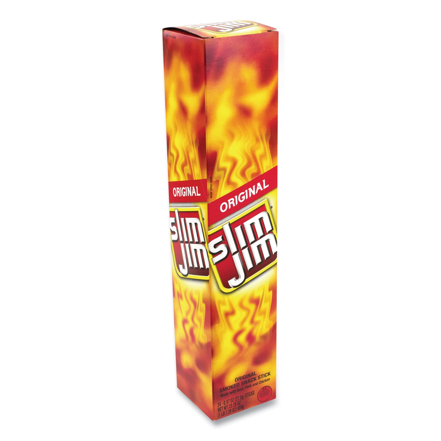 Slim Jim Original Smoked Snack Stick, 0.97 oz Stick, 24 Sticks/Box (20900657)