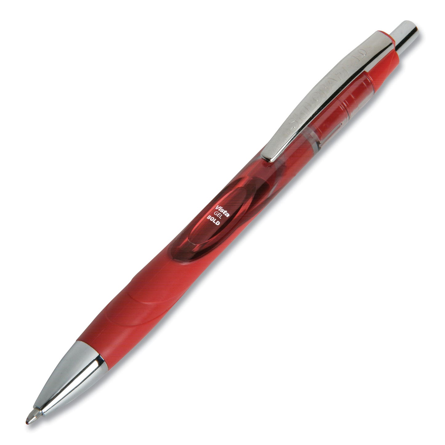 AbilityOne 7520016849429, SKILCRAFT VISTA Gel Pen, Retractable, Bold 1 mm, Red Ink, Translucent Red/Red/Silver Barrel, Dozen