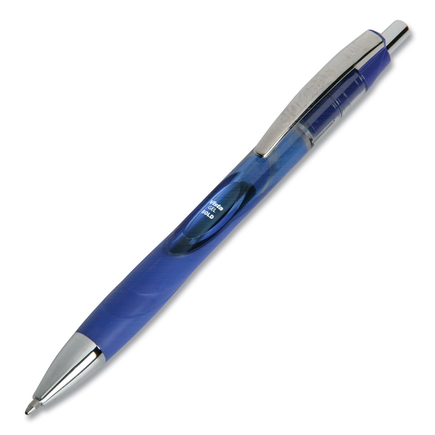 AbilityOne 7520016849425, SKILCRAFT VISTA Gel Pen, Retractable, Bold 1 mm, Blue Ink, Translucent Blue/Blue/Silver Barrel, Dozen