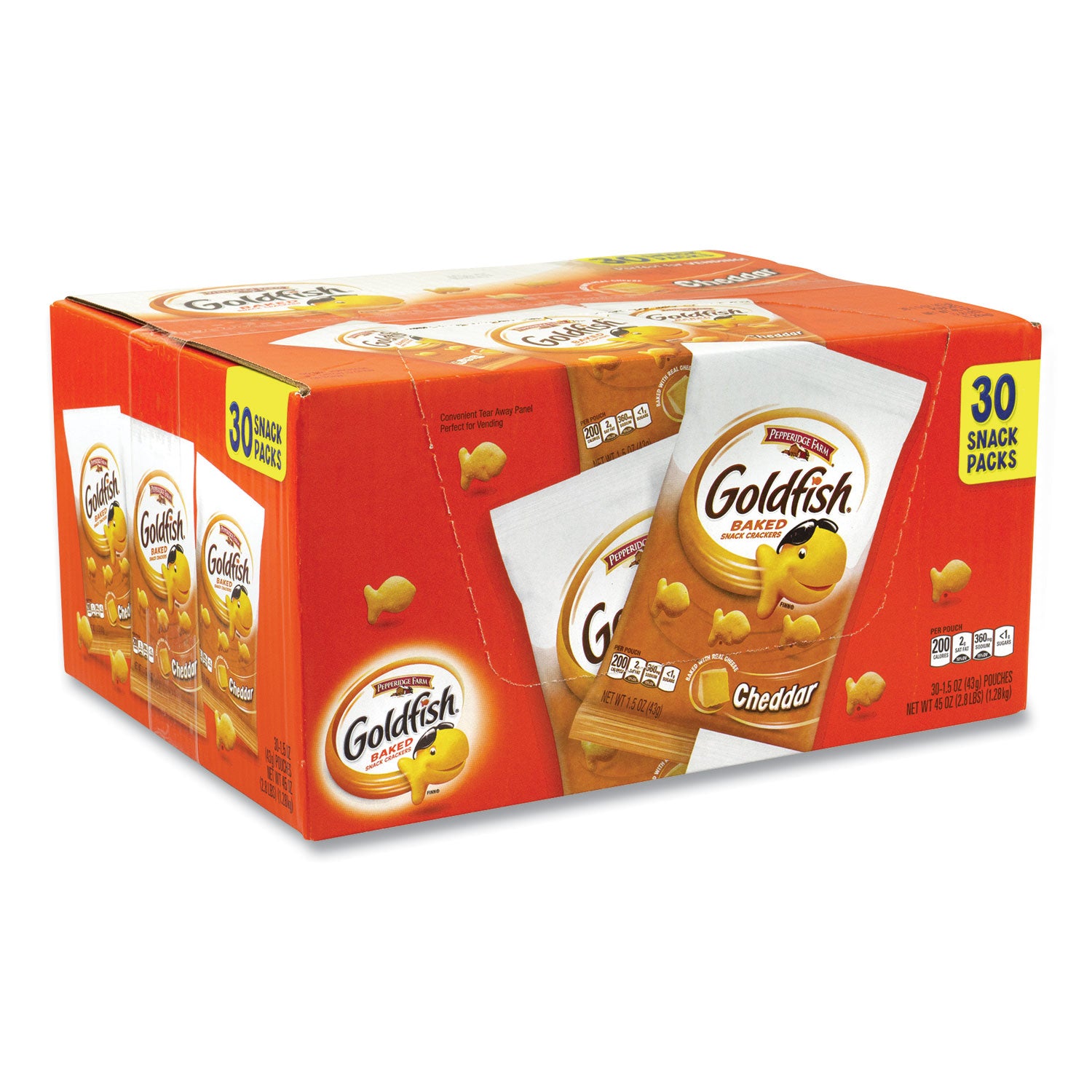 Pepperidge Farm Goldfish Crackers, Cheddar, 1.5 oz Bag, 30 Bags/Box (22000493)