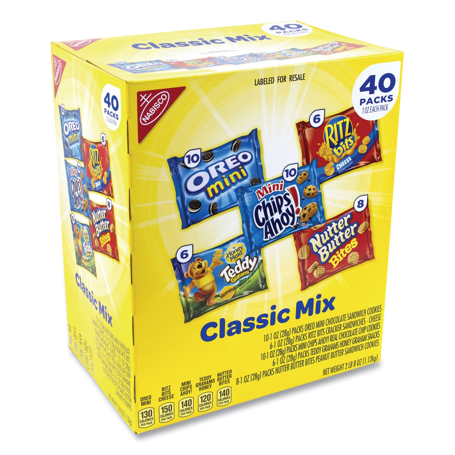 Nabisco Cookie and Cracker Classic Mix, Assorted Flavors, 1 oz Pack, 40 Packs/Box (22000086)