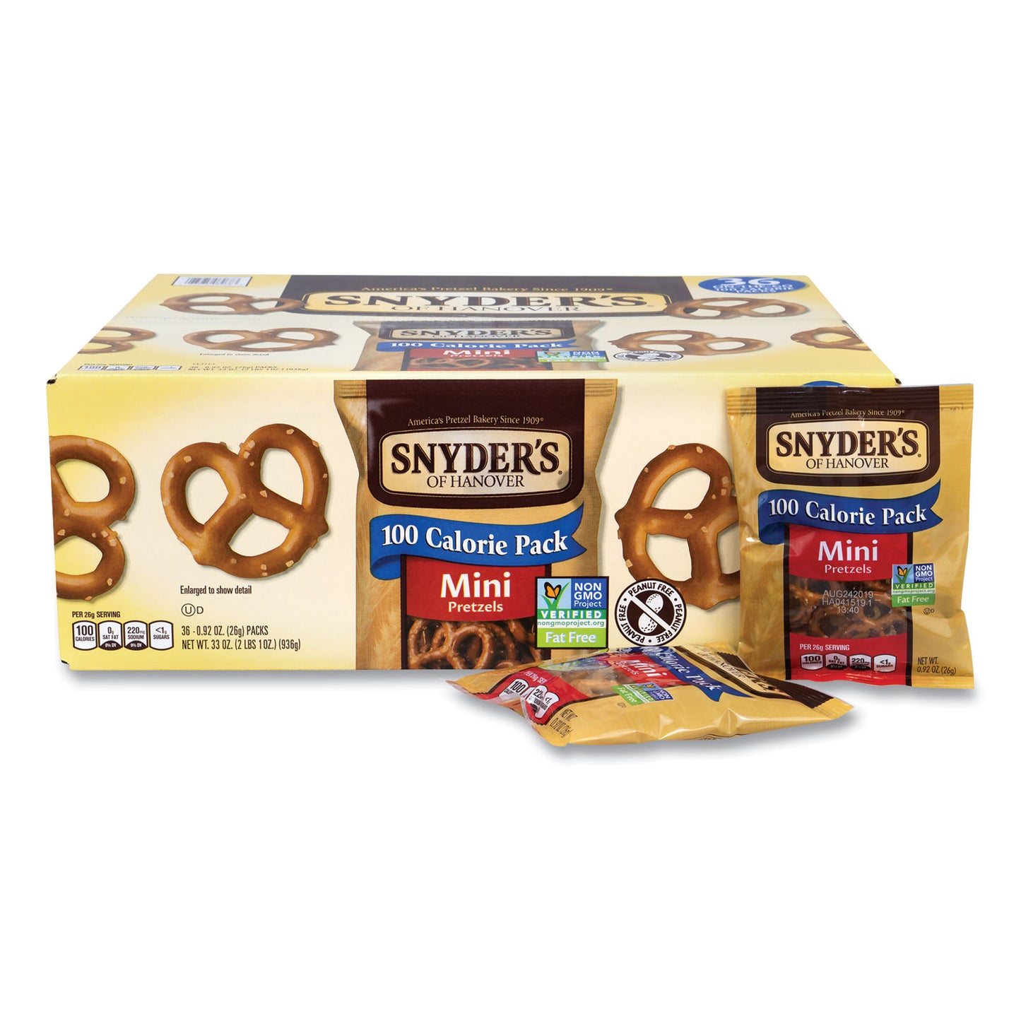 Snyder's Mini Pretzels, 0.92 oz Bags, 36 Bags/Carton (22000487)