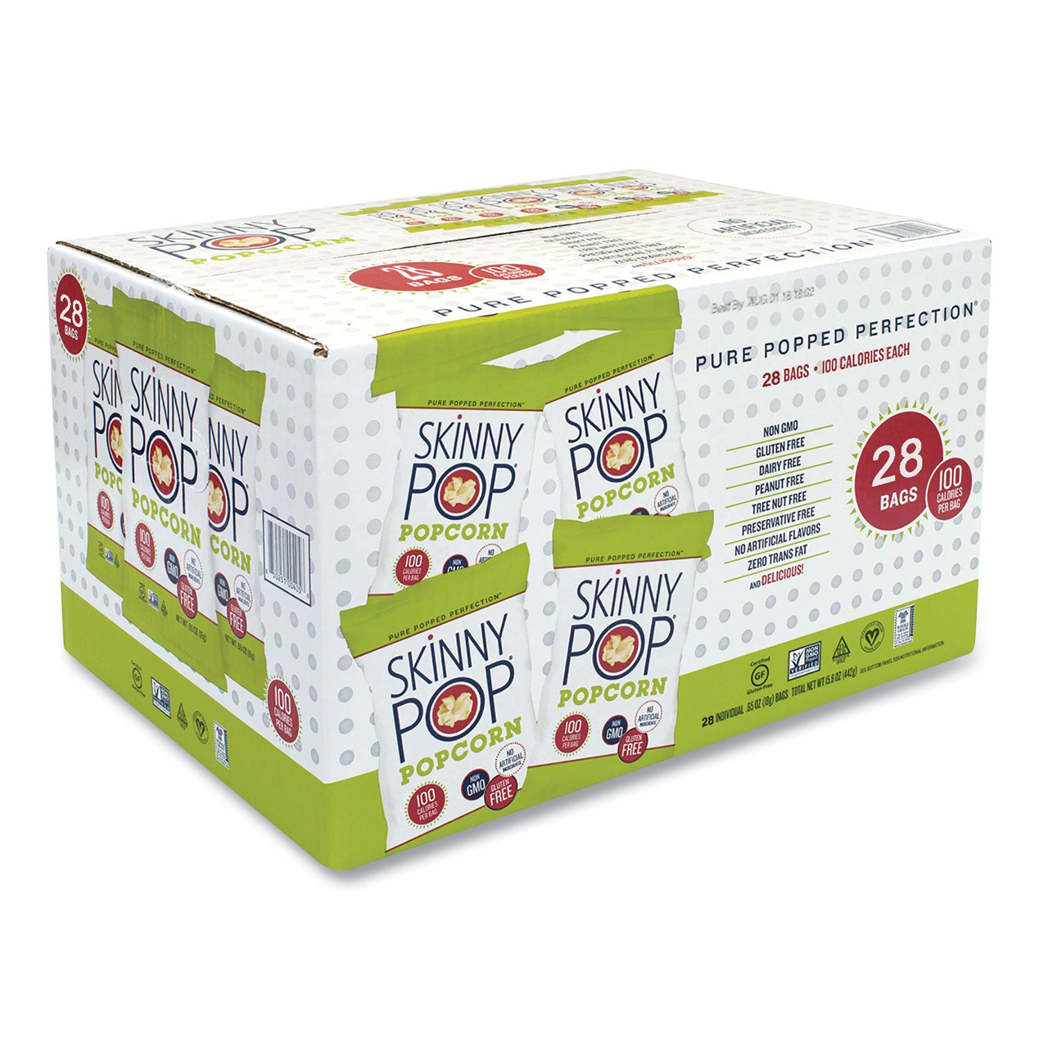 SkinnyPop Popcorn Popcorn, Original, 0.65 oz Bag, 24/Carton (22000408)