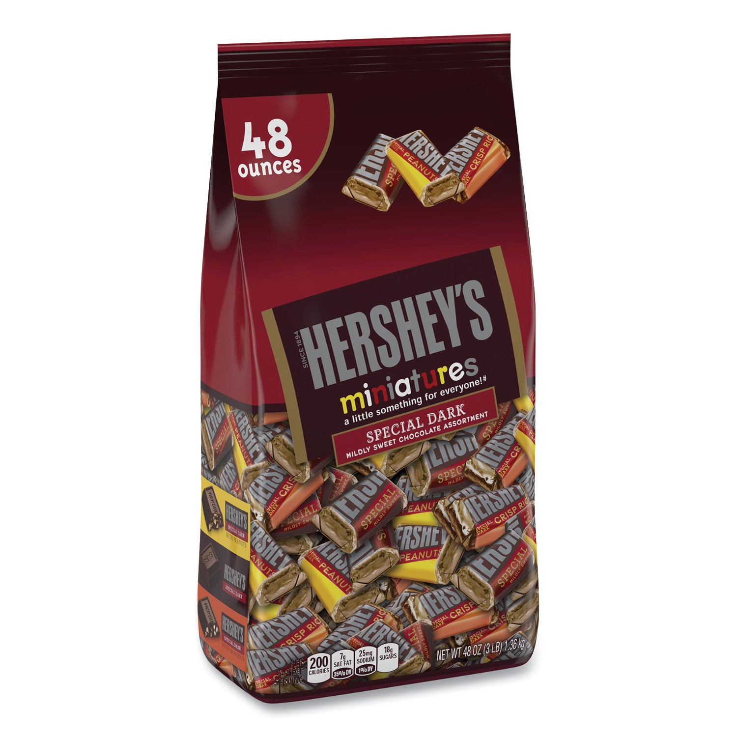 Hershey's Miniatures Variety Share Pack, Dark Assortment, 48 oz Bag (20900314)