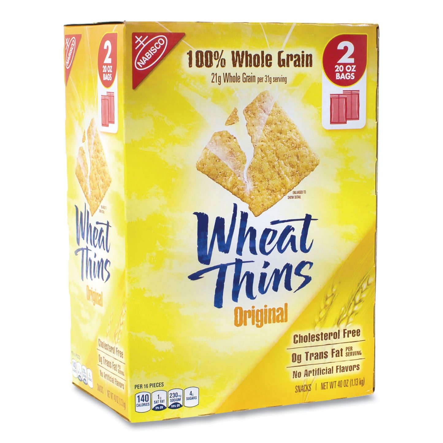 Nabisco Wheat Thins Crackers, Original, 20 oz Bag, 2 Bags/Pack (22000087)