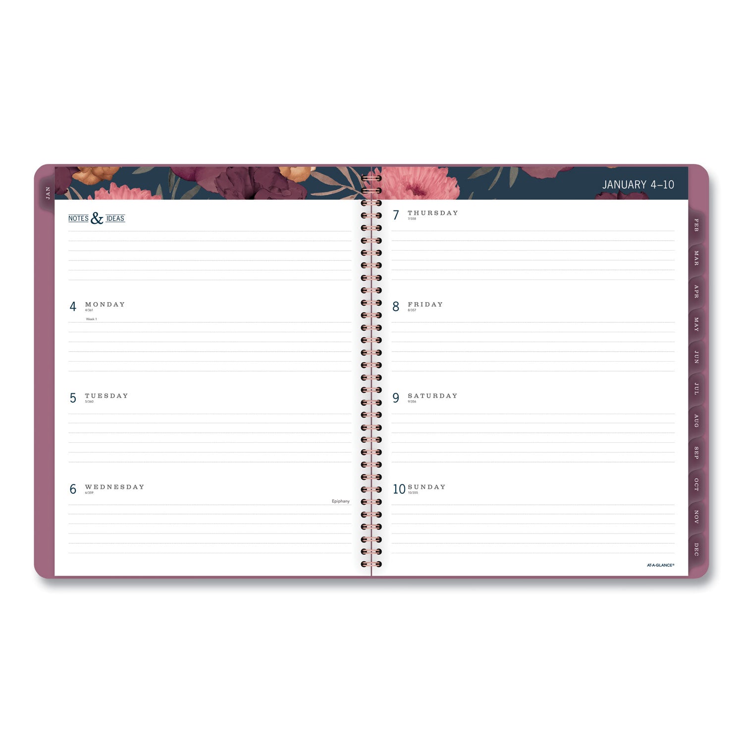 AT-A-GLANCE Dark Romance Weekly/Monthly Planner, Floral Artwork, 11 x 8.5, Multicolor Cover, 13-Month: Jan 2025 to Jan 2026 (5254905)