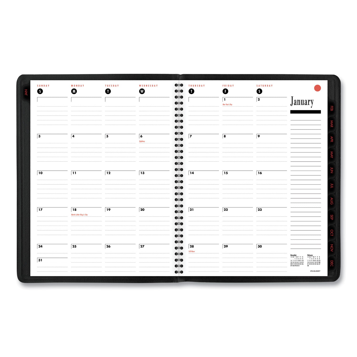 AT-A-GLANCE 800 Range Weekly/Monthly Appointment Book, 11 x 8.25, Black Cover, 12-Month (Jan to Dec): 2025 (7086405)