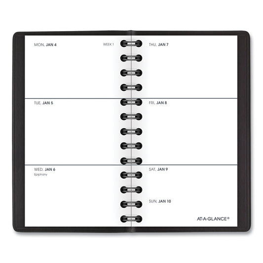 AT-A-GLANCE Weekly Planner, 4.5 x 2.5, Black Cover, 12-Month (Jan to Dec): 2025 (7003505)