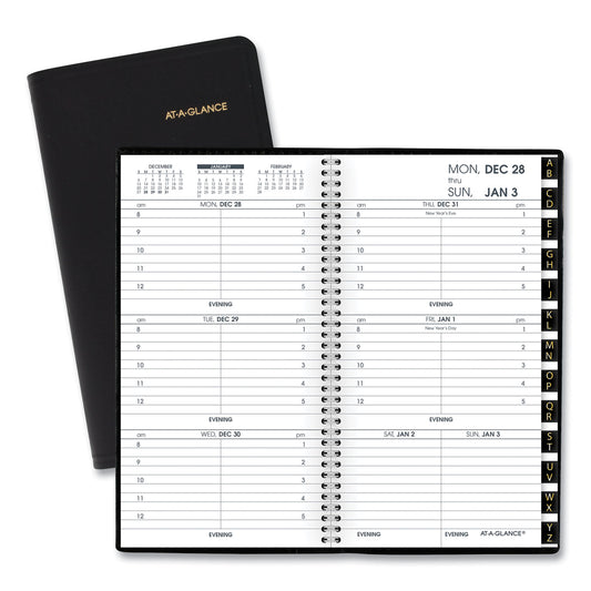 AT-A-GLANCE Compact Weekly Appointment Book, 6.25 x 3.25, Black Cover, 12-Month (Jan to Dec): 2025 (7000805)