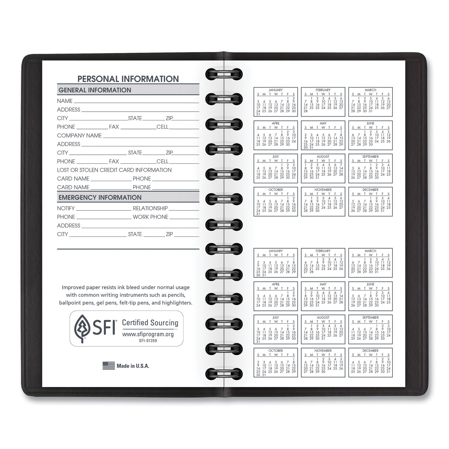 AT-A-GLANCE Weekly Planner, 4.5 x 2.5, Black Cover, 12-Month (Jan to Dec): 2025 (7003505)