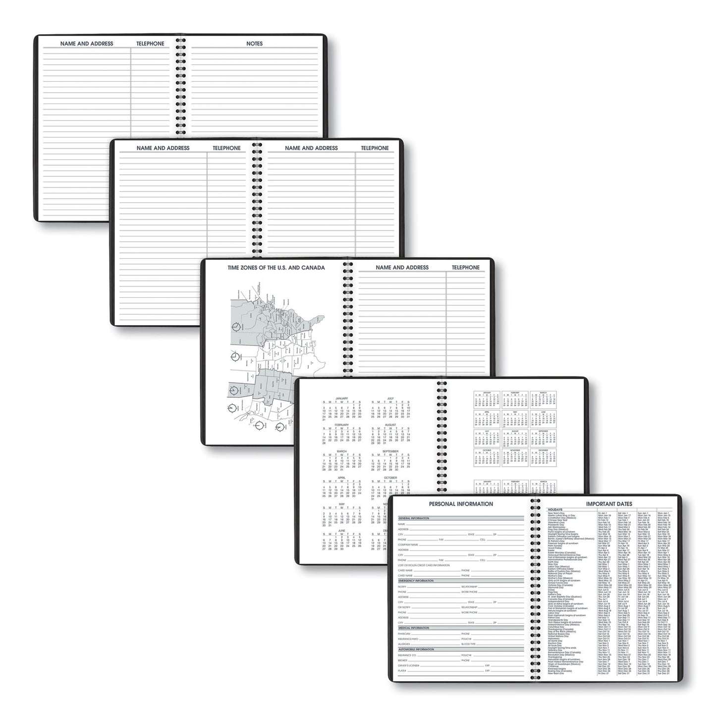 AT-A-GLANCE Weekly Planner Ruled for Open Scheduling, 8.75 x 6.75, Black Cover, 12-Month (Jan to Dec): 2025 (7085505)