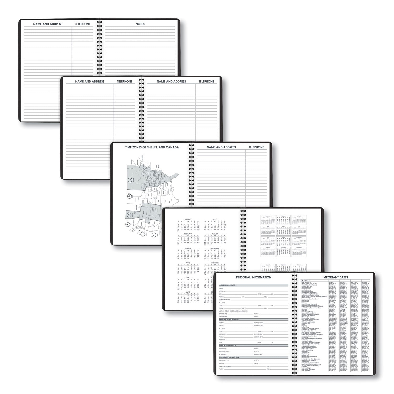 AT-A-GLANCE Weekly Planner Ruled for Open Scheduling, 8.75 x 6.75, Black Cover, 12-Month (Jan to Dec): 2025 (7085505)