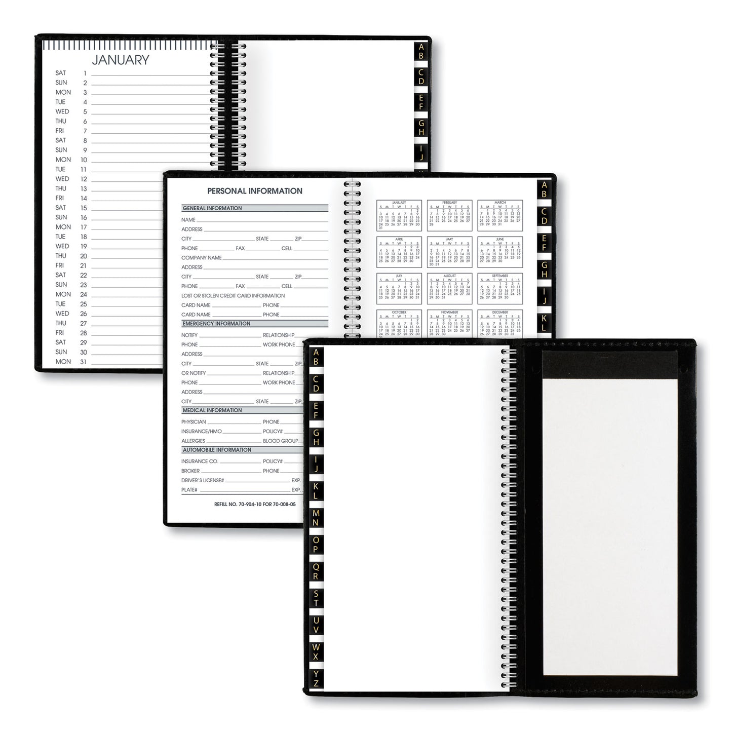 AT-A-GLANCE Compact Weekly Appointment Book, 6.25 x 3.25, Black Cover, 12-Month (Jan to Dec): 2025 (7000805)