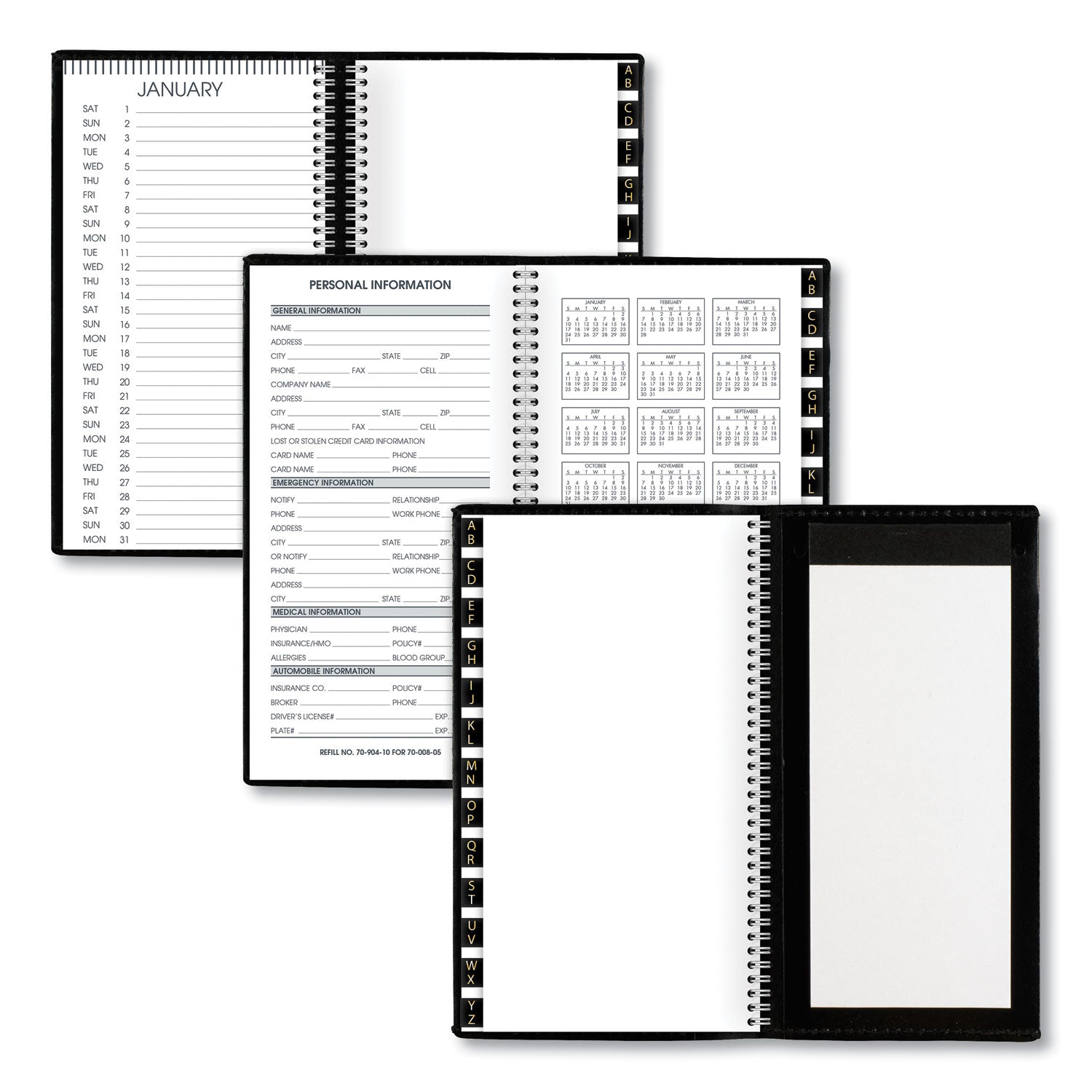 AT-A-GLANCE Compact Weekly Appointment Book, 6.25 x 3.25, Black Cover, 12-Month (Jan to Dec): 2025 (7000805)